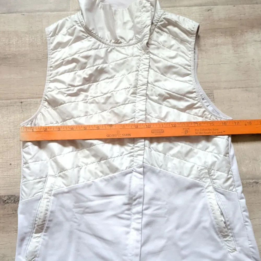 ​Nike Run Division White Quilted Puffer Running Vest Full Zip Stand Collar S